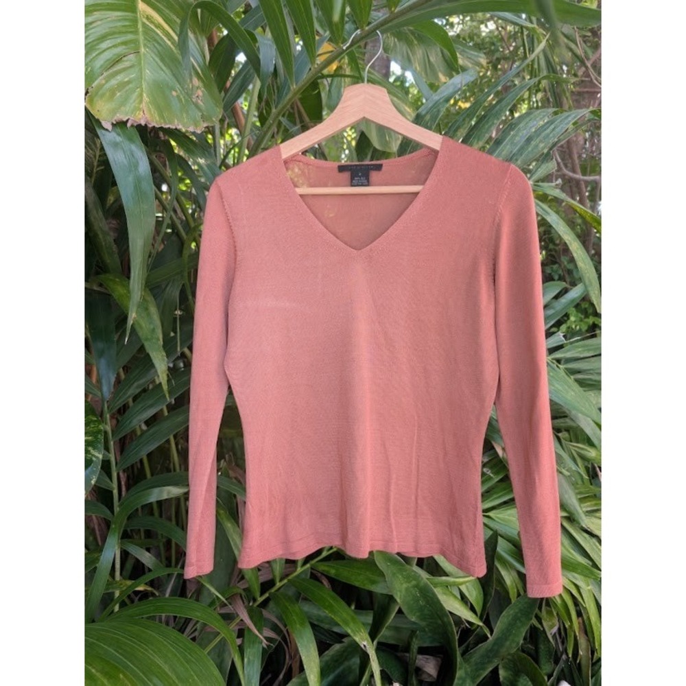 y2k 100% silk knitted top S the limited dainty pink sheer romantic shirt girly